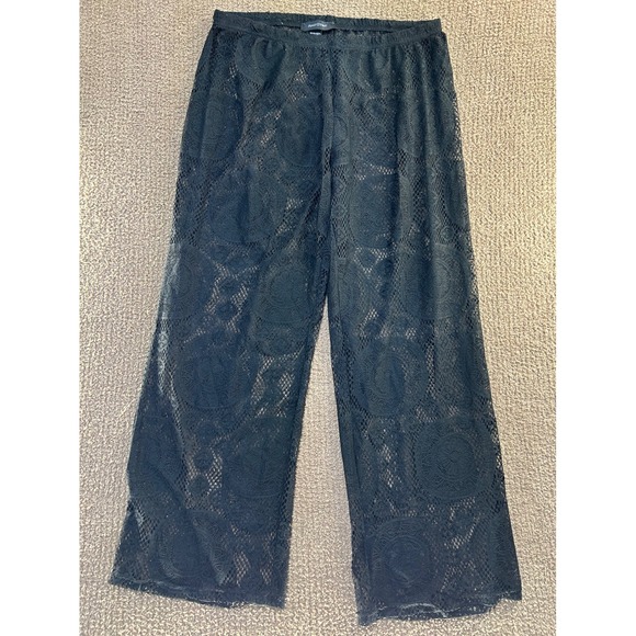 Ashley Stewart Pants - Ashley Stewart Black Floral Lace Wide Leg Pants Plus Size 18/20 Sheer Cover Up